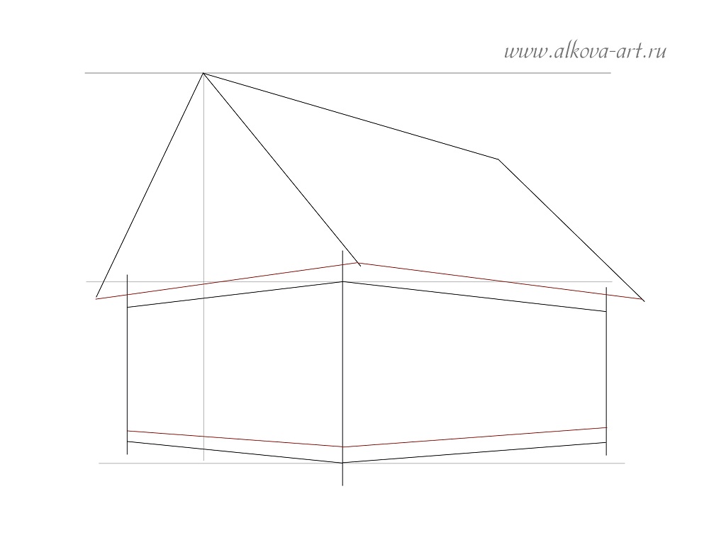 Как нарисовать дом сбоку